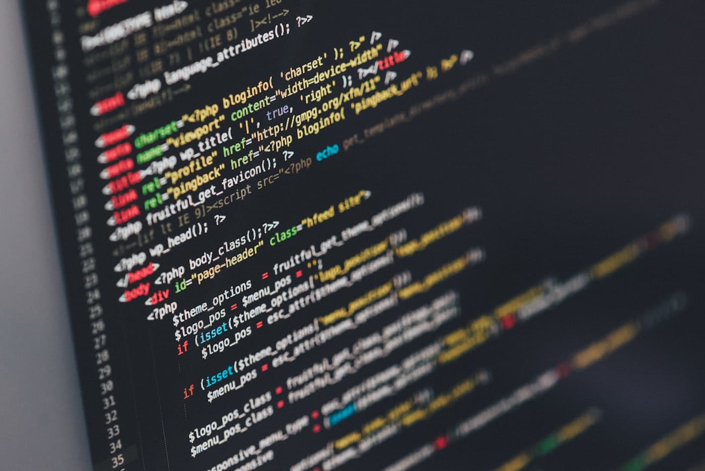 Source code on a screen